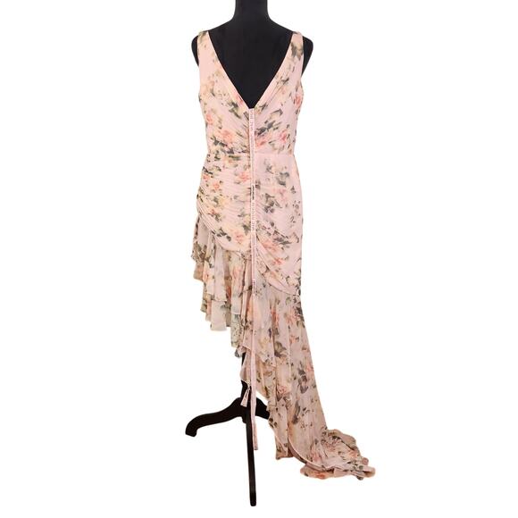 MAC DUGGAL NWT Rose Floral Asymmetrical Ruffled Gown, Size 10 - Picture 5 of 16